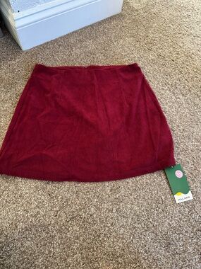 HALARA Red Corduroy Mini Skirt